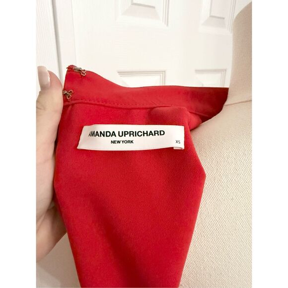 Amanda Uprichard Womens Bold Red Wrap High Neck Sleeveless Reed Romper Size XS - Picture 4 of 5